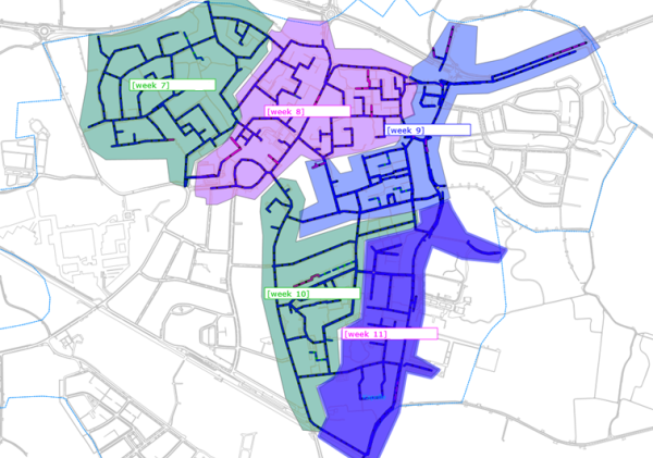 Kaart planning rioolreiniging