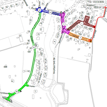 siutatieschets de Klinker op een plattegrond met kleurtjes