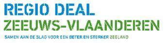 Logo met blauw, groene tekst Regio Deal Zeeuws-Vlaanderen Samen aan de slag voor een beter en sterker Zeeland