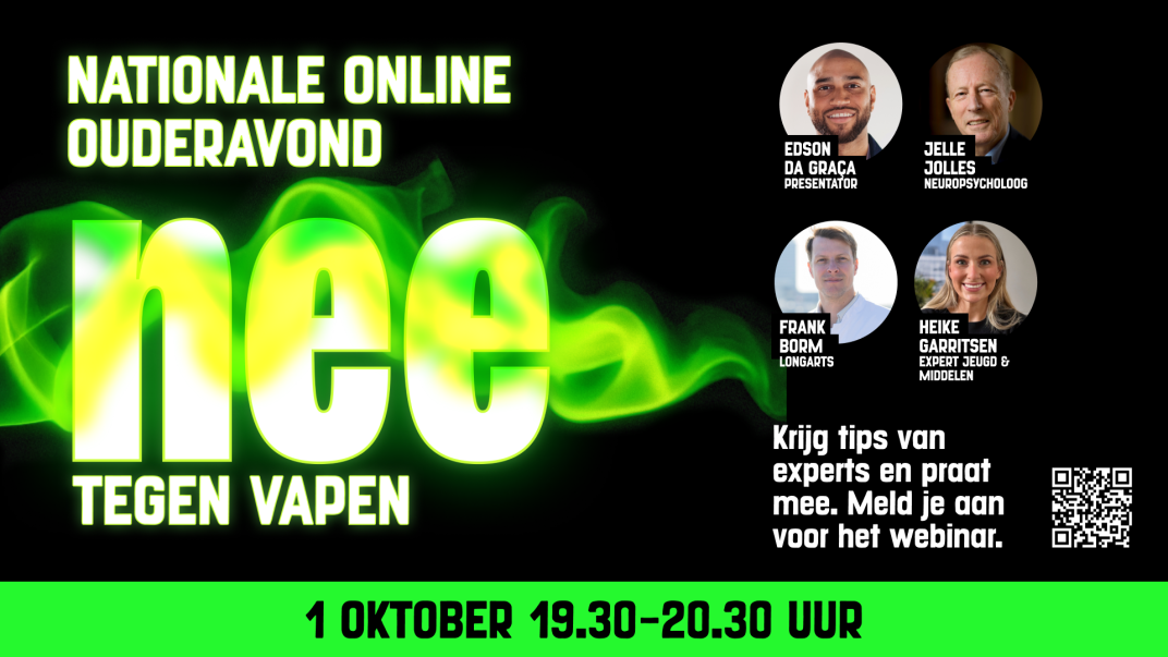 Tekst nee tegen vapen en de foto's van de sprekers