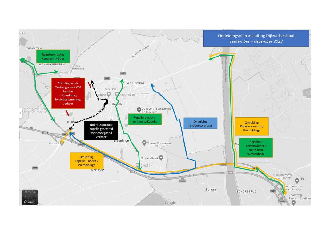 Omleidingsroute Dijkwelsestraat en Vijverstraat