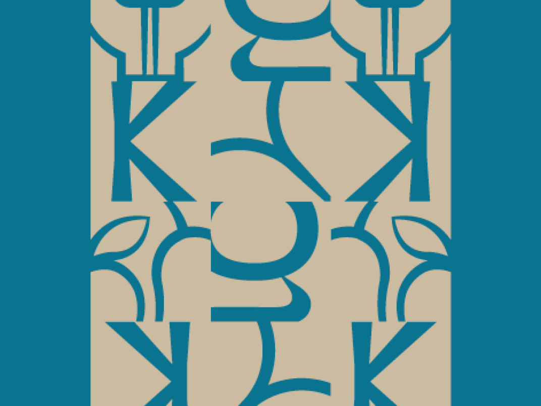 Logo met blauw en beige